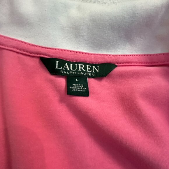 Lauren Ralph Lauren Womens Pink Long Sleeve 1/4 Zip Mock Neck Top Large Stretch - Picture 3 of 7